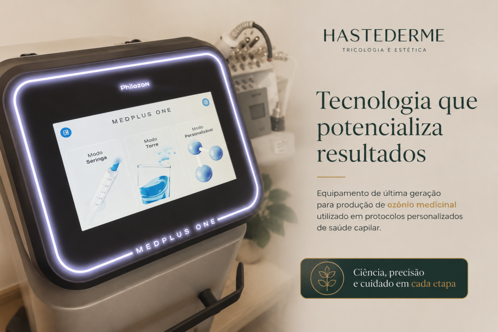 Equipamento utilizado em ozonioterapia para queda de cabelo na HASTEDERME